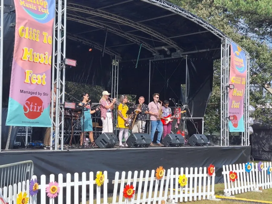 Ban playing at clifftop event overlooking the sea at Highcliffe