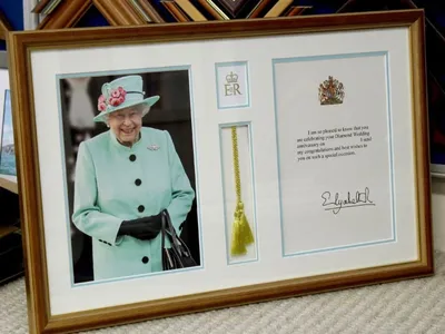 framed message from Queen Elizabeth