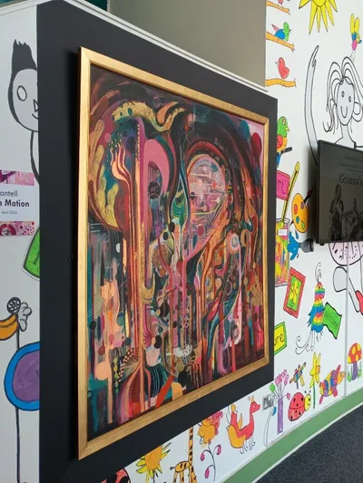 Artwork on display in the gallery area at Forest Arts Centre